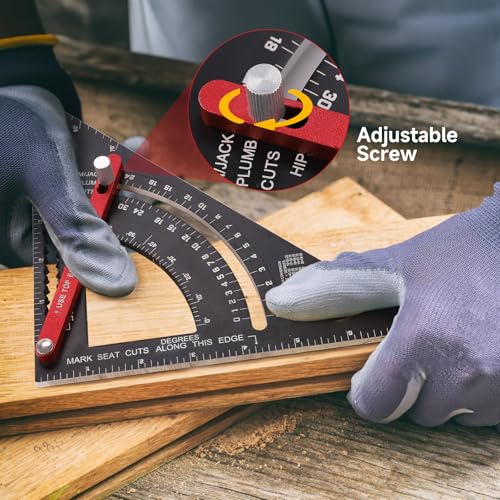 7 Inch Aluminum Adjustable Carpenter Square Rafter Framing Square with Pencils