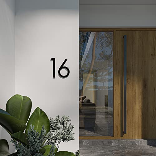 REINCARVATION 12 Inch Modern Floating House Numbers - Black Rust-Proof Metal Address Plaque, Sibling Listing Version 1
