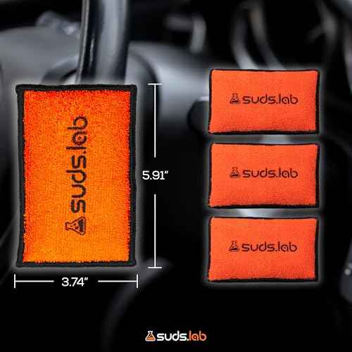 Suds Lab DS Microfiber Detailing Scrub Pad 2 Pack - Car Interior Cleaning & Detailing Microfiber Scrub Pads - Safe On Leather, Vinyl, Plastic, Etc.