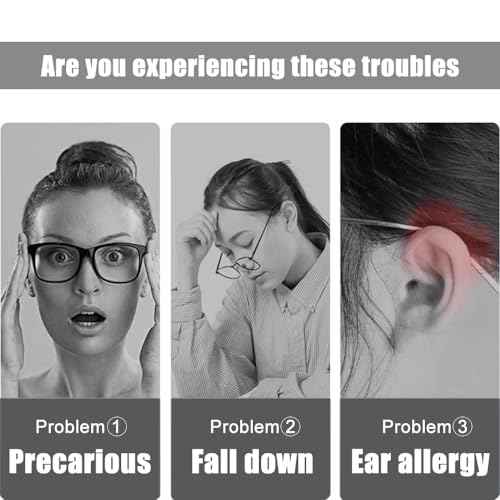 3 Pairs Silicone Glasses Ear Cushion, Eye Glasses Ear Grippers Anti Slip, Rubber Ear Pieces Non Slip, Soft Eyeglass Ear Cushions for Pain, Temple Sleeves Tips Ear Pads for Preventer (Black)