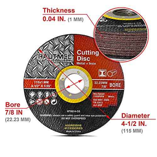 HAUTMEC Expert Grade 4-1/2" x .04" x 7/8" Cut Off Wheels with Portable Storage Box, 10-Pack Thin Metal Cutting Discs for Angle Grinder, Durable Grinding Wheel for Metals ? HT0014