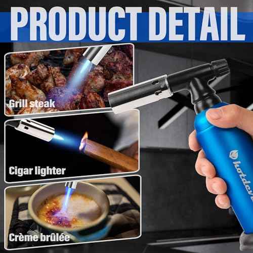 Hotdevil 20g Big Butane Torch Refillable Soldering Industrial Torch Adjustable Single Flames Blow Cooking Torch Lighter with Safety Lock for Soldering Baking Welding DIY Crafts(Butane Gas Not Include)