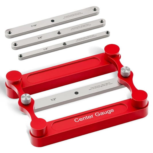 Yonynn Center Gauge & Doweling Jig Kit, Self-Centering Doweling Jig with 1/4", 5/16", 3/8" Drill Guides + Stainless Steel Center Gauge, Marking Gauge Woodworking Tool (Metric & Inch) (3)