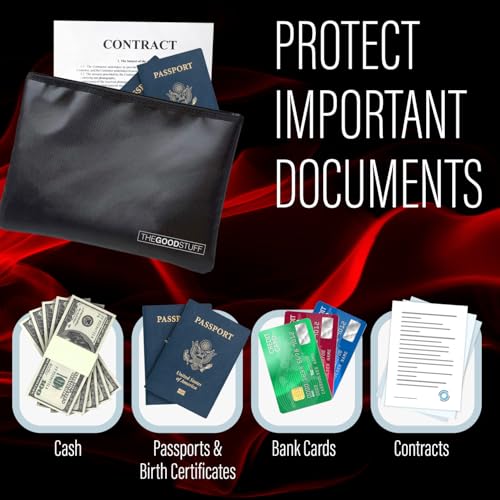 Fireproof Cash Bag (10x13 Inch) - Water-Resistant Fire Safe Money Pouch - The Good Stuff