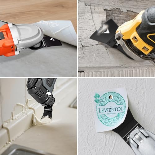 8PCS Oscillating Tool Scraper Blades,HCS Caulk Remover Tool Blades for Vinyl Flooring,Paint,Carpet,Tile Adhesives, Compatible with Dewalt Milwaukee Dremel, Ryobi, Rockwell