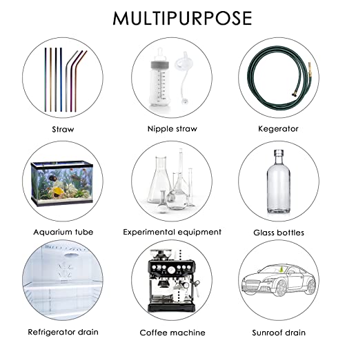FOLUNUE 40-Inch Stainless Steel Pipe & straw Cleaner Set (1 white), 4‑Piece Long Brush Kit for Kegerator & Hose Cleaning