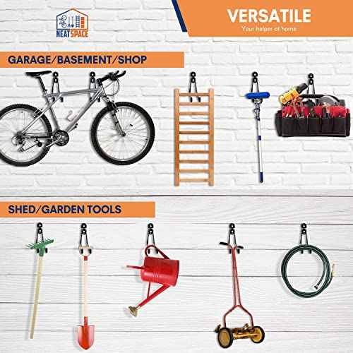 Garage Storage Hooks - 7.5 Inch Long Wall Mount Hanger, Garage Organizer Heavy Duty Utility Hooks for Ladder, Ski, Chairs, Garden Tool, Bulk Items