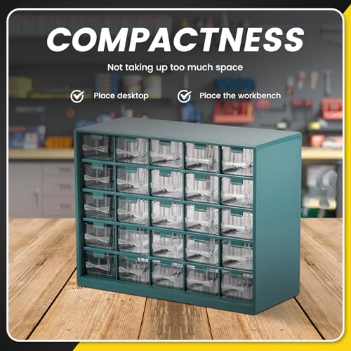 Tzgsonp 25-Drawer Hardware Storage Organizer Cabinet, Dark Green