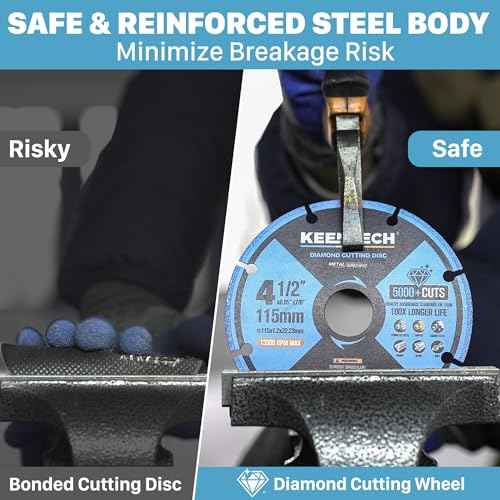 KEENTECH 4 1/2 x 7/8 Inch Diamond Cut Off Wheel for Metal Cutting, Compatible with Angle Grinder