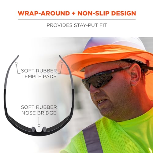 Ergodyne Skullerz SKOLL Safety Sunglasses-Matte Black Frame, Anti-Fog Smoke Lens