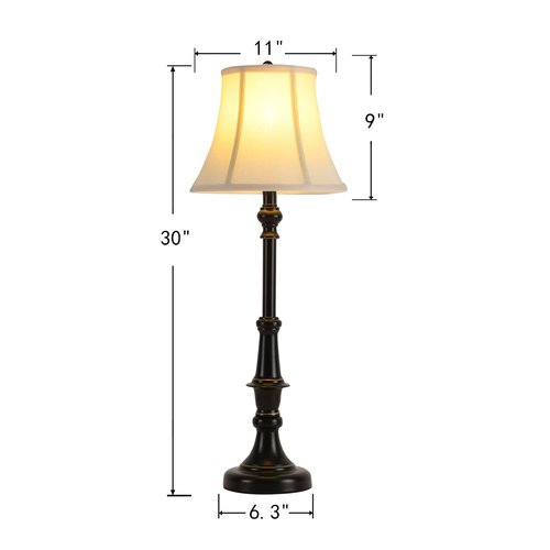 Smeike 2 Pack Vintage Style Buffet Table Lamp, Traditional Bedside Lamps, Tall Table Lamp Set of Two for Living Room, Bedroom