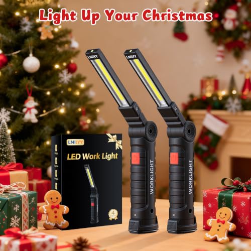 LNRYY 4-Pack Magnetic Work Light - Rechargeable, 360° Rotatable, Bright LED, Portable, Xmas Gift for Men Dad