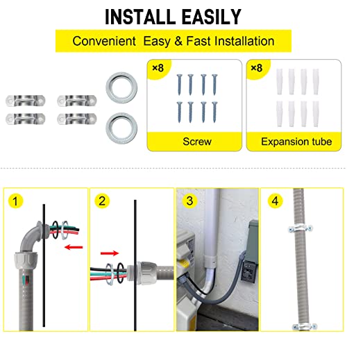 4ft Power Whip Assembly Kit 1/2" Non-Metallic Flexible Liquid Tight Conduit