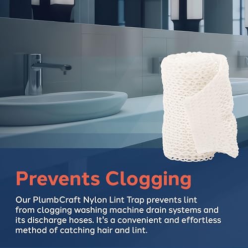 PlumbCraft Universal Nylon Lint Trap for Washing Machine Hose Ends - Hair Catcher for Drain Line