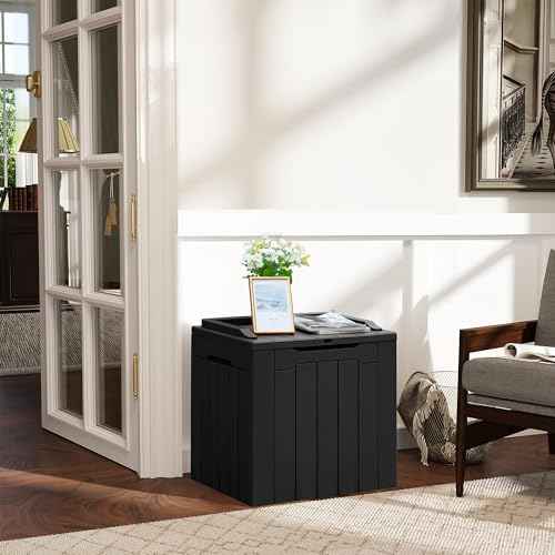 Greesum 31 Gallon Resin Deck Box All Weather Outdoor Storage Boxes for Patio Furniture Set,Outdoor Toys,Garden Tools,Black