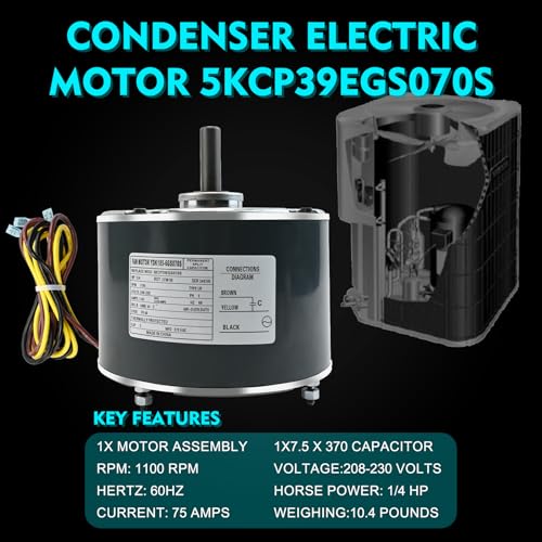 Carrier 5KCP39EGS070S Condenser Fan Motor 1/4HP 1100 RPM Replacement with Capacitor