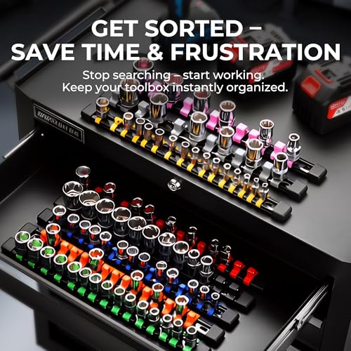 Reniteco Socket Organizer Set 3-Pack 3/8" Drive, 45 Clips, Black