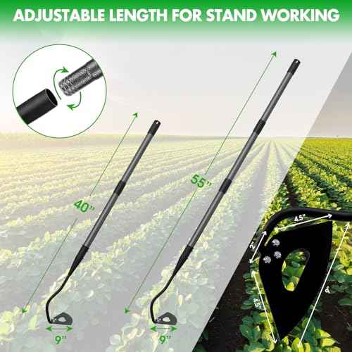 Hoe Garden Tool, Hollow Hoe Gardening Weeding Tool, 55" Long Handle Heavy Duty Manual Weeder Gardening Hand Tools for Weeding, Digging, Loosening Soil