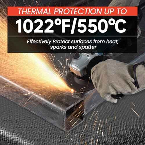 Welding Blanket Fireproof, 4x6ft Silicone Coated Fiberglass Fireproof Blanket with Brass Grommets, Welding Curtain for Industrial Welding Cutting, Multi-use Welding Mat for Smoker, Grill