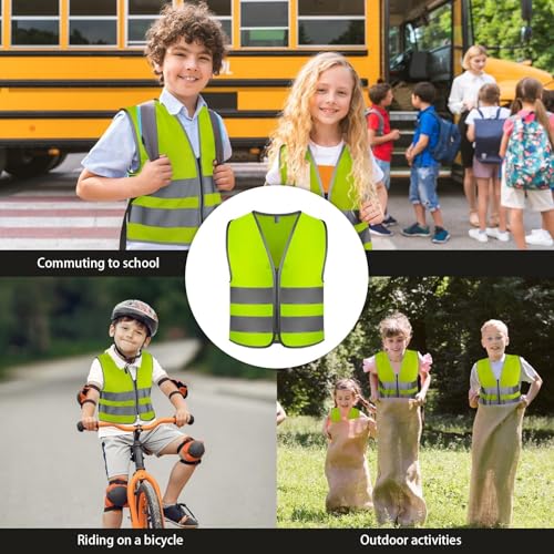 Kids Hi VIS Reflective Vests, Child Safety Vest Reflective for Boys Girls, Children's High Visibility Toddler Vest for Cycling Skiing, Yellow, S