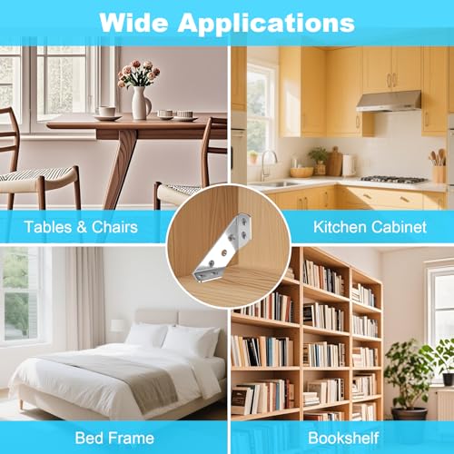 12-Pack Stainless Steel Corner Brackets for Wood Frames - Reinforcement Supports