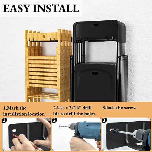 Folding Chair Storage Rack Wall Mount, Garden Tool Hanger for Garage Organization, Patio, Beach & Camping Chairs Organizer Hooks, Holds 240 lbs - 2 Pack