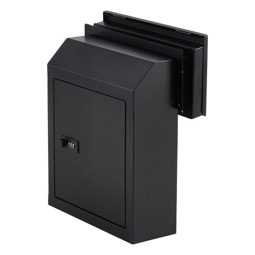 Jadosiler Through The Door Key & Mail Drop Box, Steel Made Through-The-Door Mailbox with Combination Lock, 14x6x14 Inches - Package Delivery Box & Newspaper Box，Black