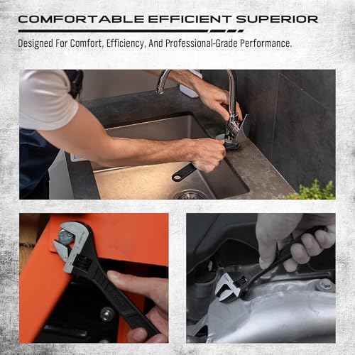 SEDY 6-Inch Adjustable Wrench, Black Oxide Finish Wide Jaw Spanner with Inch/Metric Scale, Premium Drop Forged Steel for Automotive Plumbing and Household Repairs