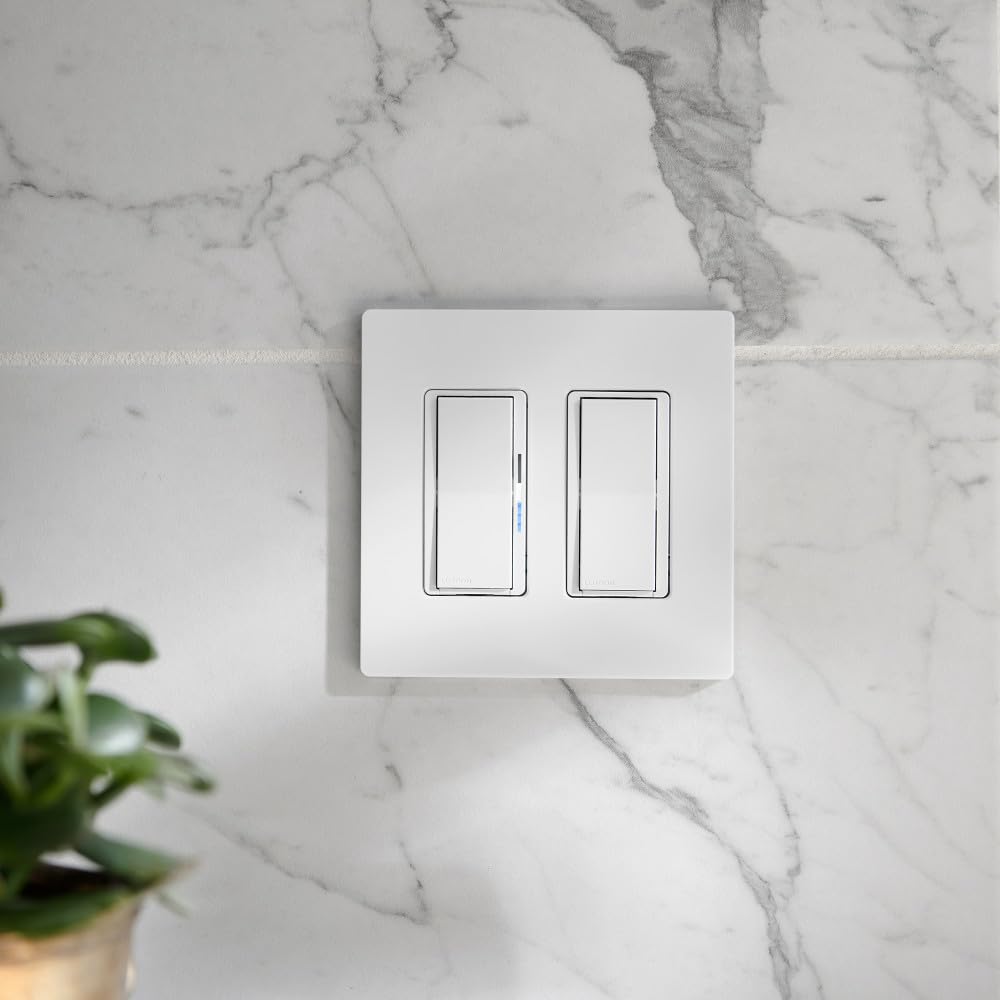 Lutron Caseta Smart Claro Accessory Switch for 3 way – For use only with Diva Smart Dimmer or Claro Smart Switch, DVRF-AS-WH, White