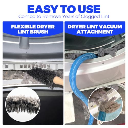 Holikme Dryer Vent Cleaner Kit - 2-Piece Blue Vacuum Attachment