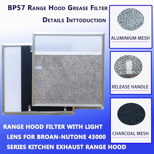 MADHUT BP57 Range Hood Filter with Light Lens 11-3/8 x 11-3/4 in for 43000 Series
