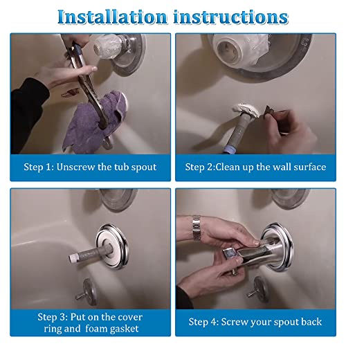 Enhon Chrome Metal Tub Spout Cover Ring with Foam Gasket - Fits Most Standard Spouts