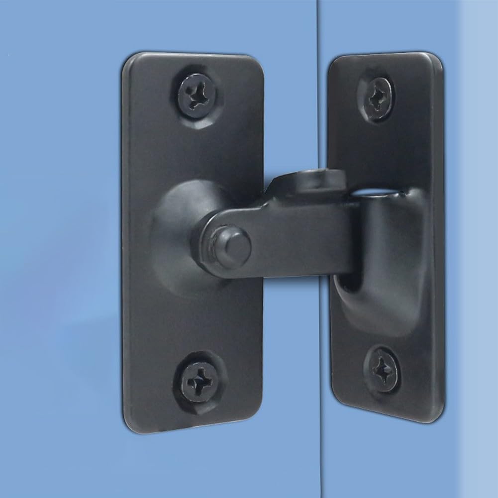 Flip Door Sliding Latch, 90 Degree Stainless Steel Latch, Safety Door Lock, Right Angle Curved Door with Buckle, for Sliding Door, Bathrooms, Cabinets, Drawers