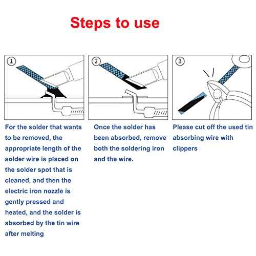 Solder Wick Braid with Flux Super 5ft Length 1mm Width Desoldering Wick Braid Remover Tool Solder Sucker 2 piece No-Clean Soldering Wick Wire Roll and Disassemble Electrical Components