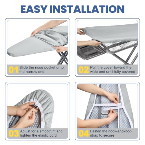 GlenLan Ironing Board Cover 15" x 54" Sliver - Cotton-Aluminum, Premium Pad