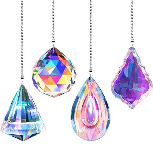 Honoson Diamond Drop Crystal Ceiling Fan Pull Chain Set - 4 Pack