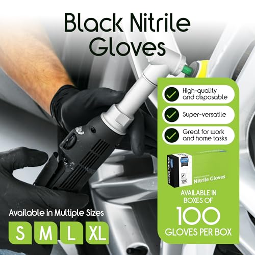 Inspire Black Nitrile Disposable Gloves Medium - Box of 100