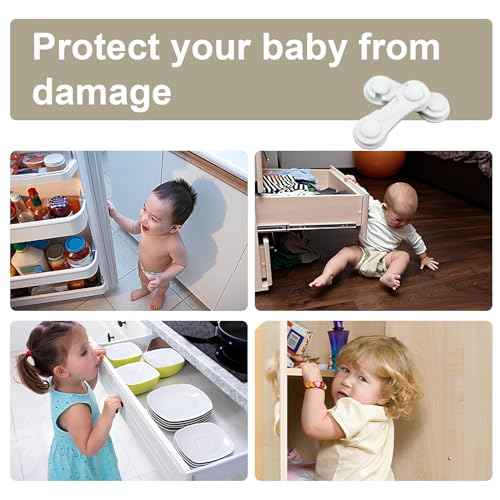 8 Pack Cabinet Door Locks for Baby Proof and Child Safety Cabinet Locks with Adhesive Childproof Door Latch Child Safety Locks for Kitchen Drawer Cupboards Fridge Closet Pantry