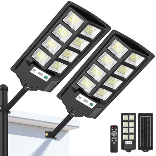 WYWNA 2-Pack Solar Flood Lights Outdoor Waterproof 6000K LED Motion Sensor & Remote