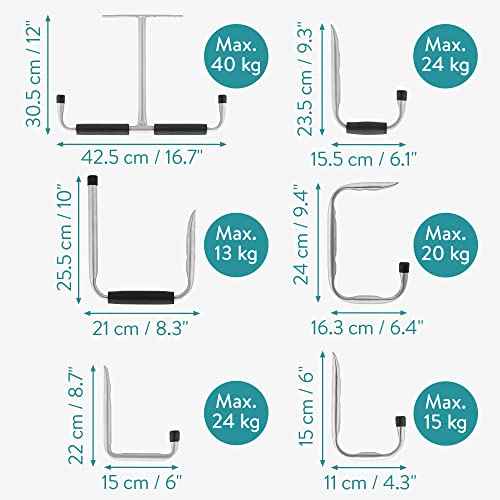 Navaris Garage Ceiling Hooks (Set of 12) - Heavy Duty Storage Hook Hangers Variety Pack for Hanging Bike, Ladder, Equipment - Overhead Ceiling Mount