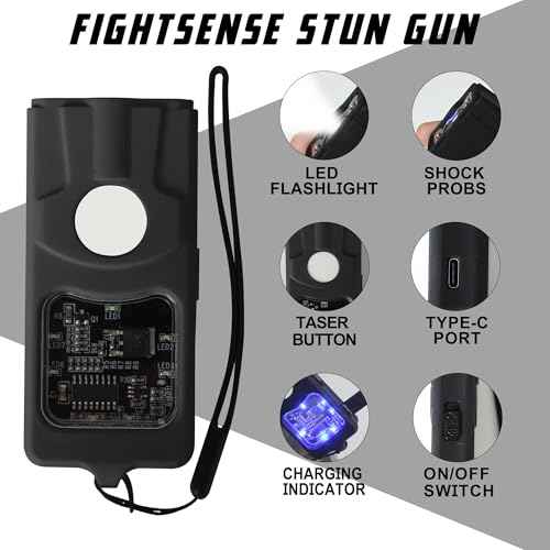 FIGHTSENSE Flashlight Stun Gun for Self Defense ? Rechargeable Stun Gun for Women ? Compact & Powerful Self Defense Flashlight