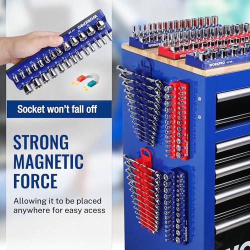 WORKPRO 8-Piece Magnetic Socket & Wrench Organizer Set – 8-Piece Variation Included