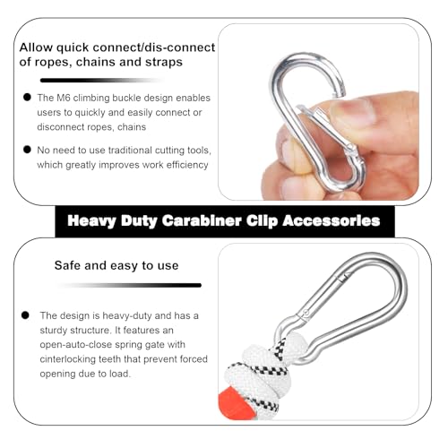 40PCS M6 Heavy Duty Spring Snap Hook Carabiner Clips - Silver, 2.36in