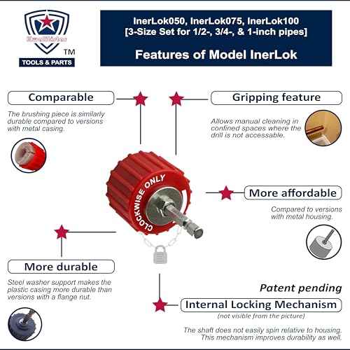 [3-Size/9PC] Copper Pipe Cleaner Set for Drill, 1/2, 3/4, & 1-inch [1 Cleaning Brush & 2 Brushing Pieces for Each Size] Clean Copper Pipes for Soldering, w/ Stainless-Steel Wire Bristles & 1/4¡± Shank