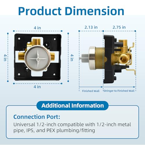 BUWTIQ R10000-UNBXHF Multichoice Shower Rough-in Valve 1/2-Inch Universal Port