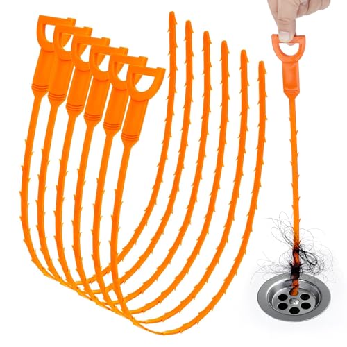 Drain Snake Clog Remover 6 Pack - 25 Inch Flexible Hair Blockage Tool for Kitchen & Bathroom Drains