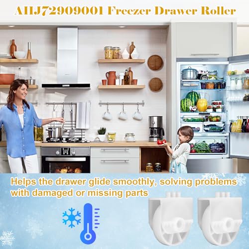 2 Pcs AHJ72909001 Refrigerator Freezer Drawer Rollers for LG Kenmore – Roller Assembly