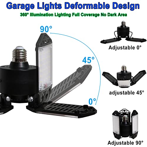 Meiqils 80W 8000 Lumen LED Garage Light 3 Adjustable Panels, 1 Pack