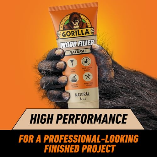 Gorilla All Purpose Wood Filler Natural 6 oz Tube - Indoor & Outdoor Repair