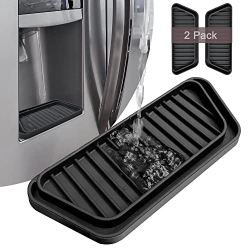 KindGa 2 Pack Refrigerator Drip Tray - Black, 8.2x3.1" / 7.4x2.8" Adjustable Anti-Slip